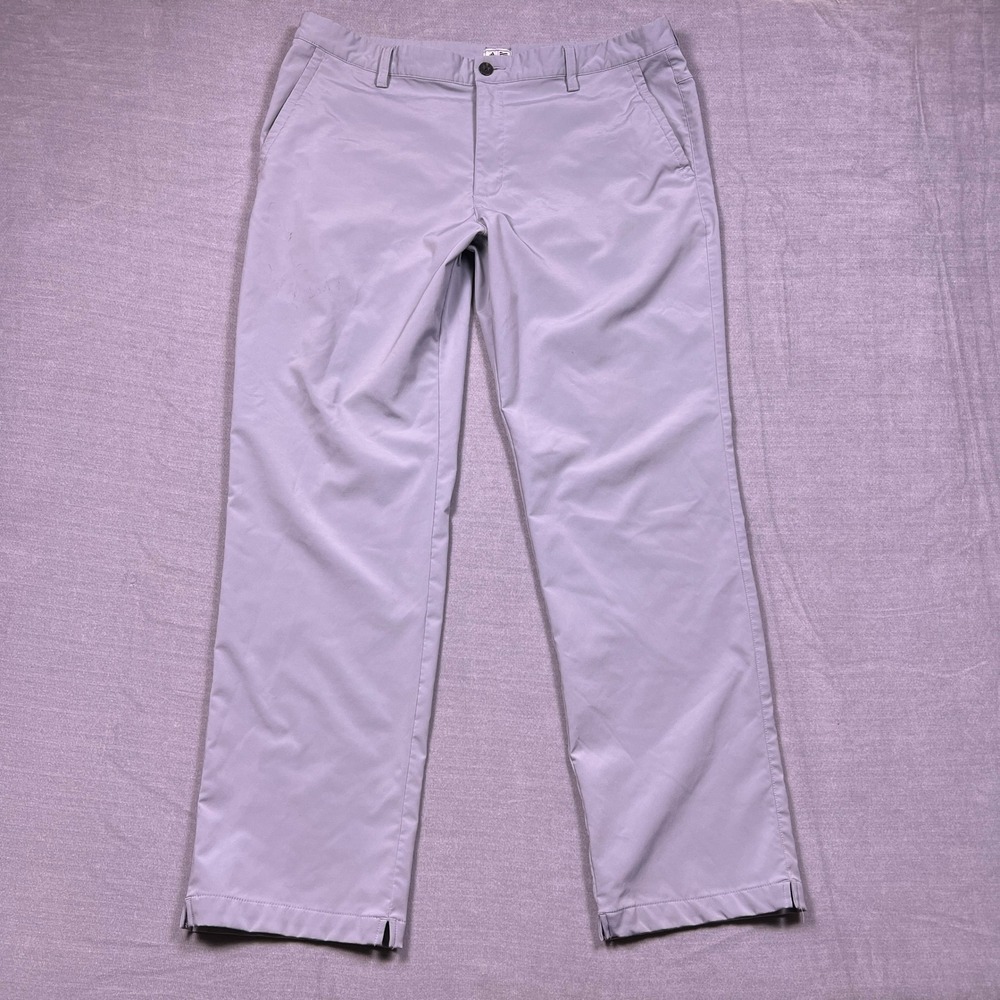 Adidas‎ Mens Golf Pants 38x32 Light Gray Polyester Spandex Flat Front Athletic